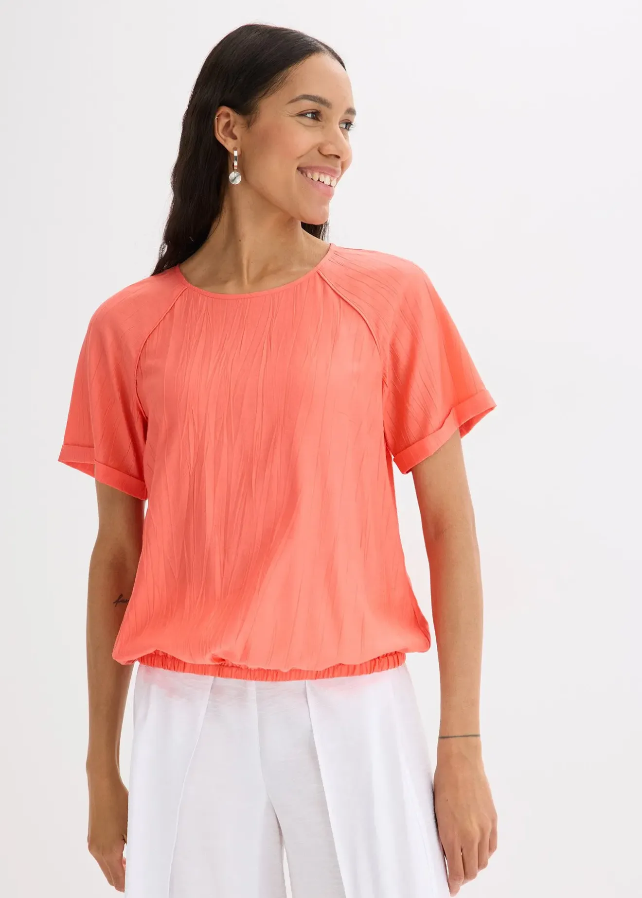 bonprix Blouse manches courtes en viscose mélangée|Femme Chemisiers