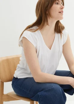 Femme bonprix Chemisiers|Blouse manches courtes en viscose fluide