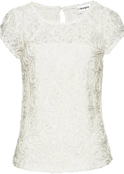 bonprix Blouse manches courtes en dentelle|Femme Chemisiers