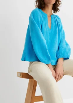 Femme bonprix Chemisiers|Blouse oversize en gaze de coton