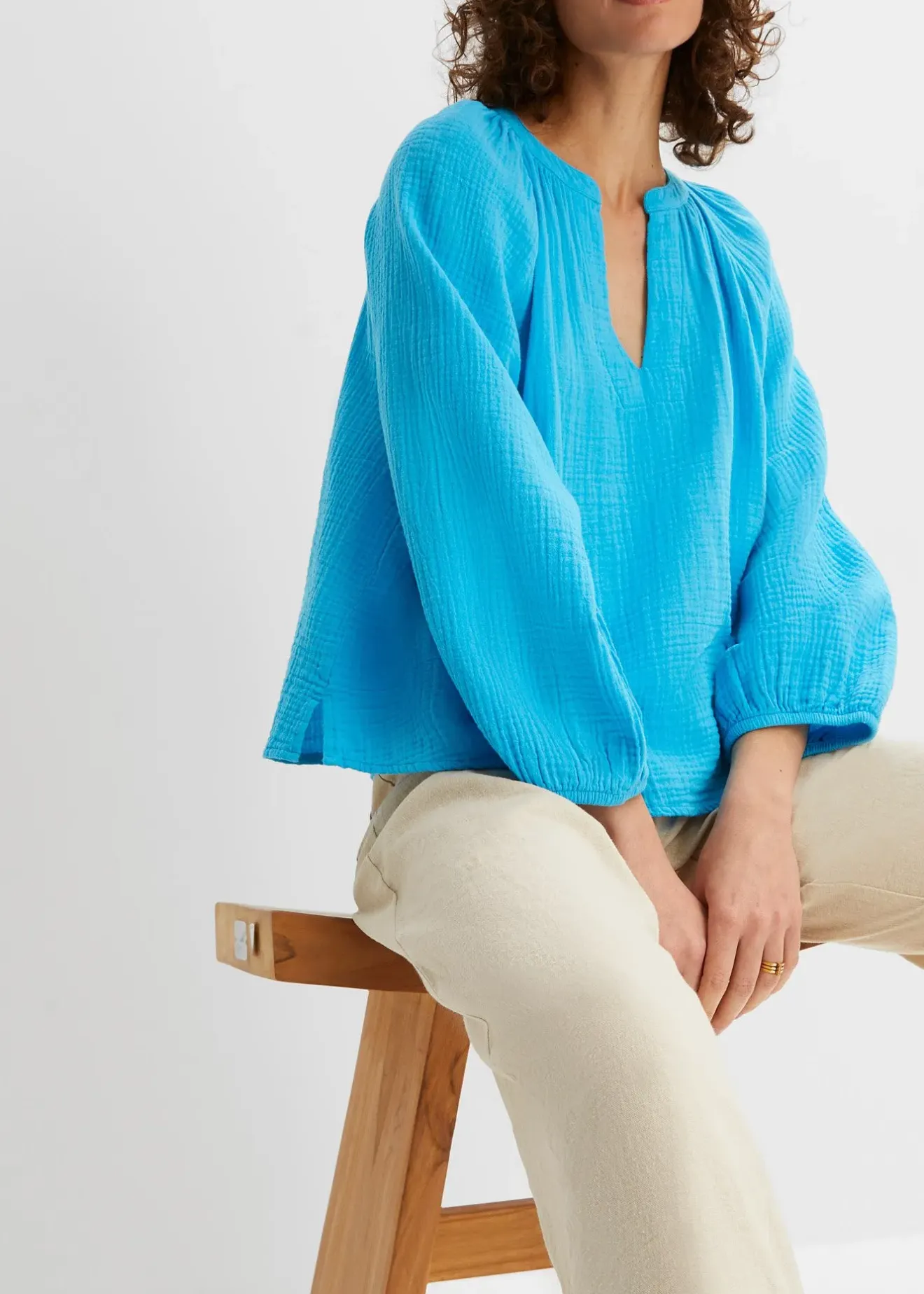 Femme bonprix Chemisiers|Blouse oversize en gaze de coton