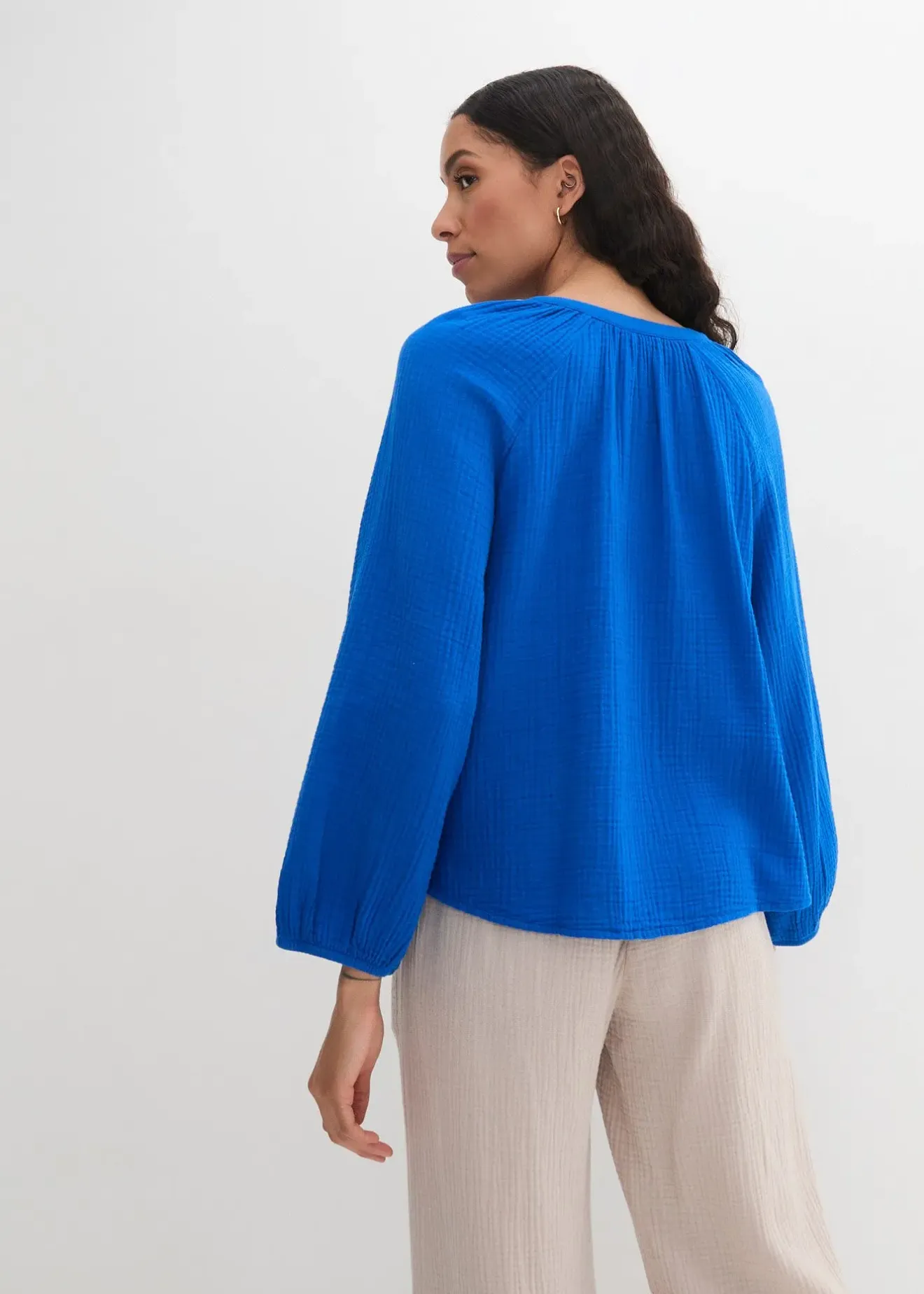 bonprix Blouse oversize en gaze de coton|Femme Chemisiers