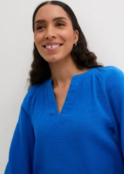 bonprix Blouse oversize en gaze de coton|Femme Chemisiers