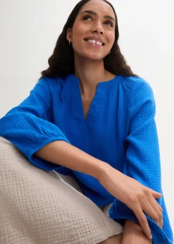 bonprix Blouse oversize en gaze de coton|Femme Chemisiers