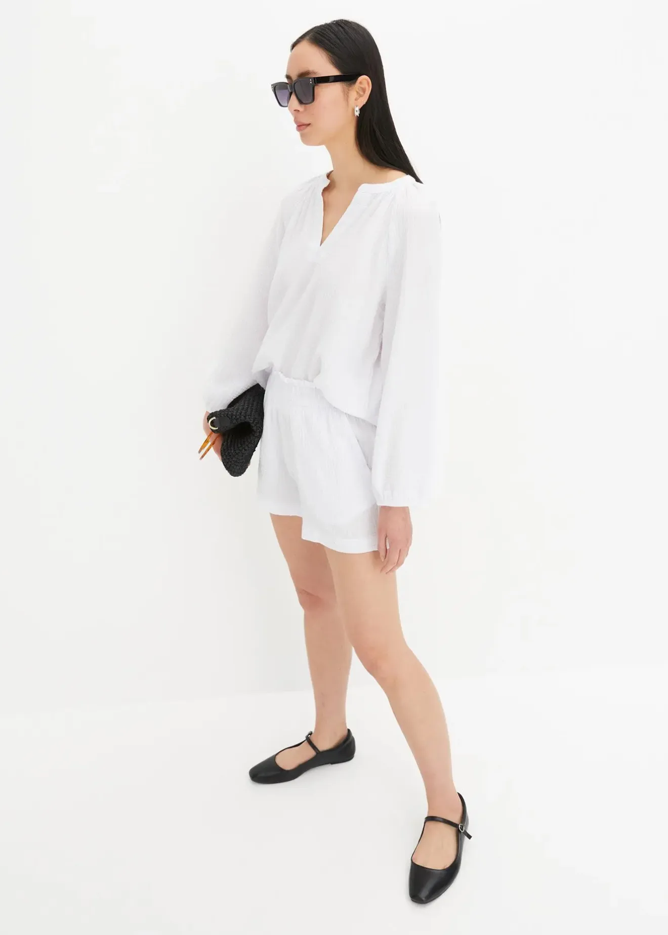 bonprix Blouse oversize en gaze de coton|Femme Chemisiers
