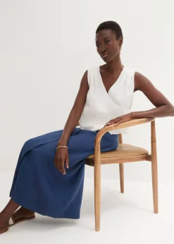 Femme bonprix Premium|Chemisiers|Blouse sans manches 100 % lin à encolure croisée