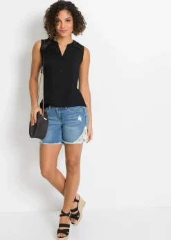 Femme bonprix Chemisiers|T-Shirts & Tops|Blouse sans manches avec détail au crochet