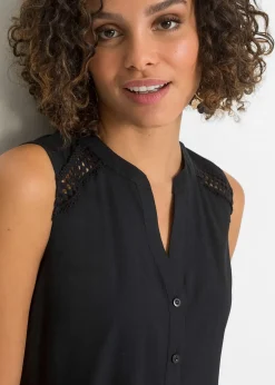 Femme bonprix Chemisiers|T-Shirts & Tops|Blouse sans manches avec détail au crochet