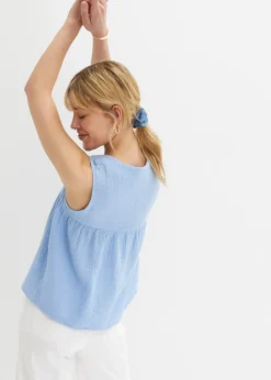 bonprix Blouse sans manches en gaze de coton|Femme Chemisiers|T-Shirts & Tops