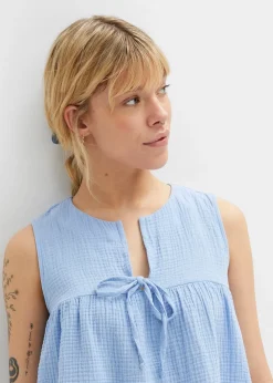 bonprix Blouse sans manches en gaze de coton|Femme Chemisiers|T-Shirts & Tops