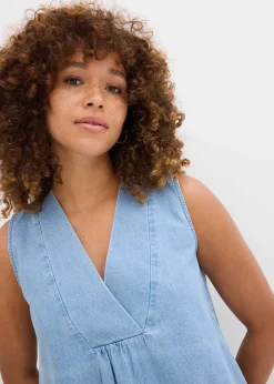 bonprix Blouse sans manches en jean|Femme Chemisiers|T-Shirts & Tops