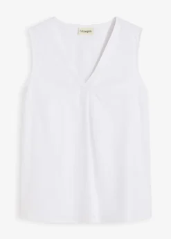 Femme bonprix Chemisiers|T-Shirts & Tops|Blouse sans manches en lin mélangé