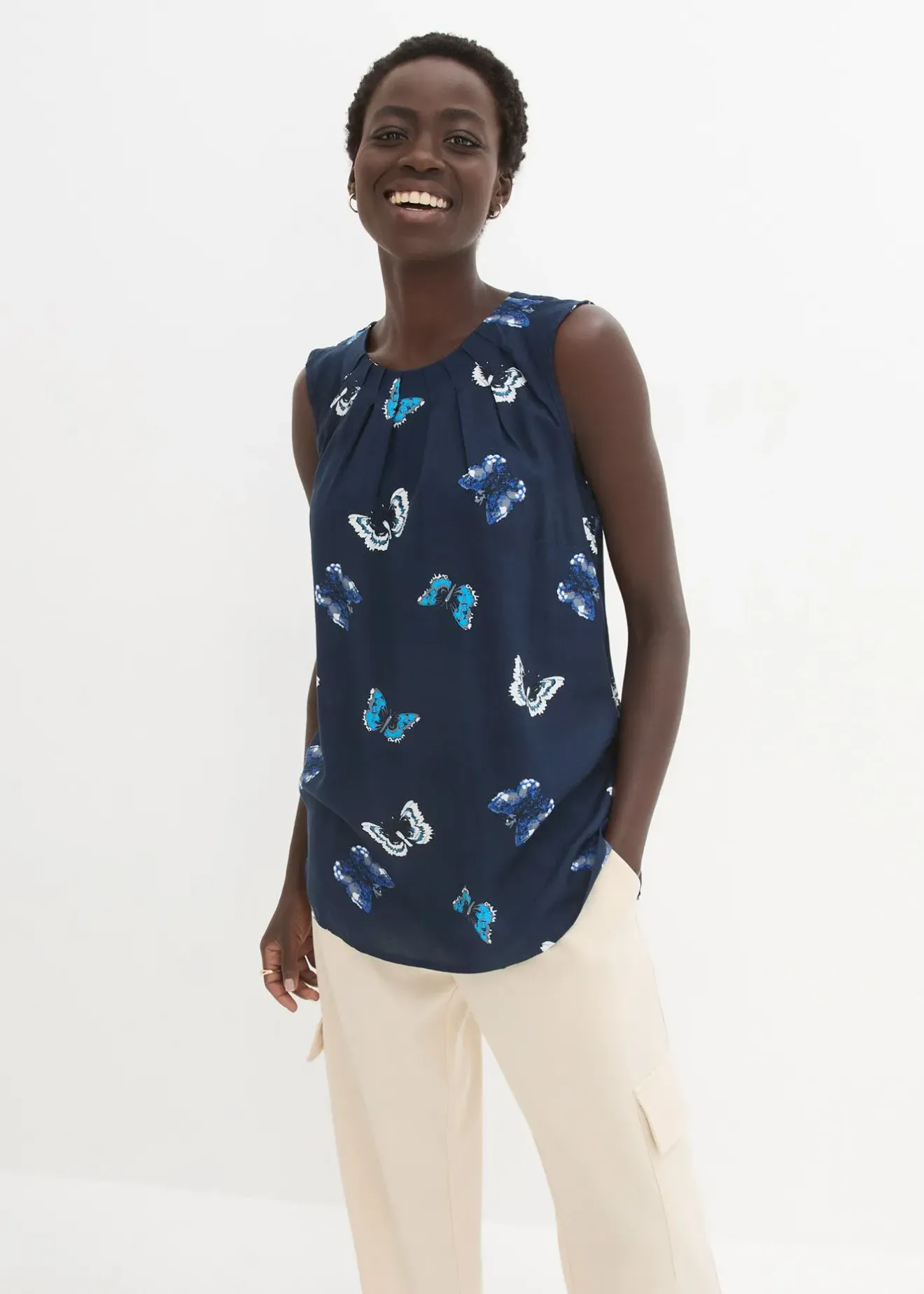 bonprix Blouse sans manches en viscose fluide|Femme Chemisiers|T-Shirts & Tops