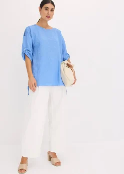 Femme bonprix Chemisiers|Blouse texturée avec bande de dentelle