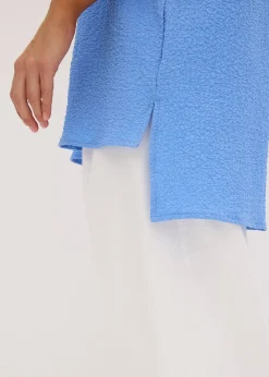 Femme bonprix Chemisiers|Blouse texturée avec bande de dentelle