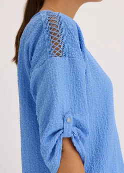 Femme bonprix Chemisiers|Blouse texturée avec bande de dentelle