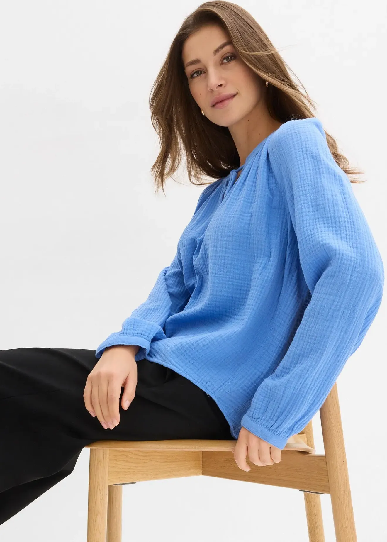 Femme bonprix Chemisiers|Blouse T-shirt en gaze de coton