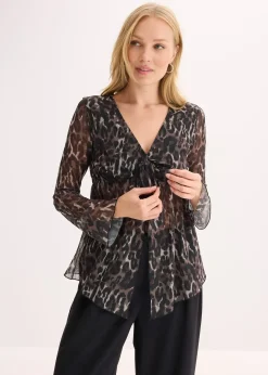 bonprix Blouse T-shirt en mesh près du corps|Femme Chemisiers