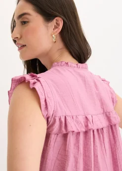 bonprix Blouse volantée en viscose mélangée|Femme Chemisiers