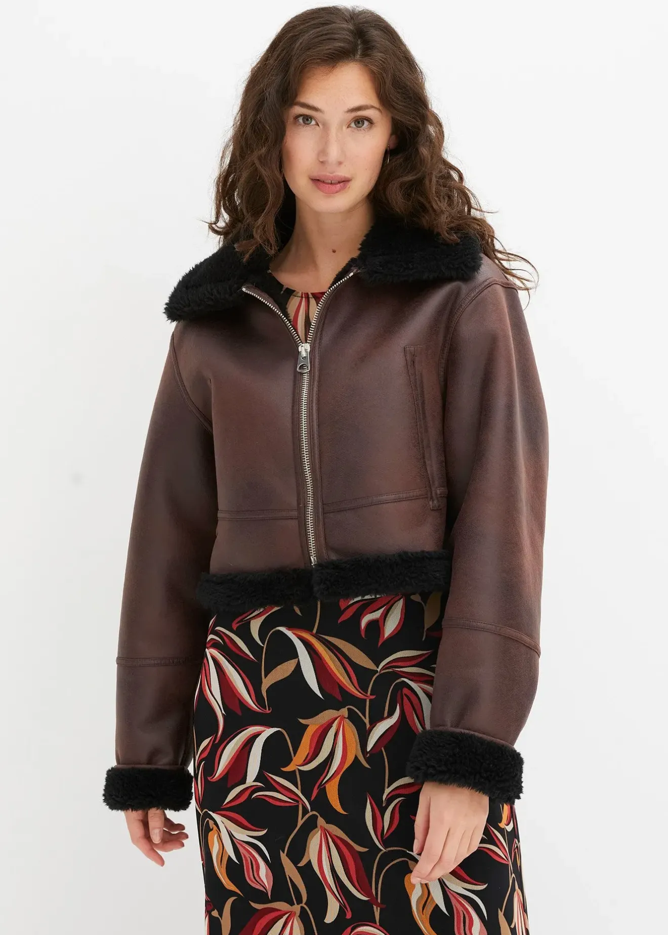 Femme bonprix Vestes & Manteaux|Blouson aviateur effet peau de mouton