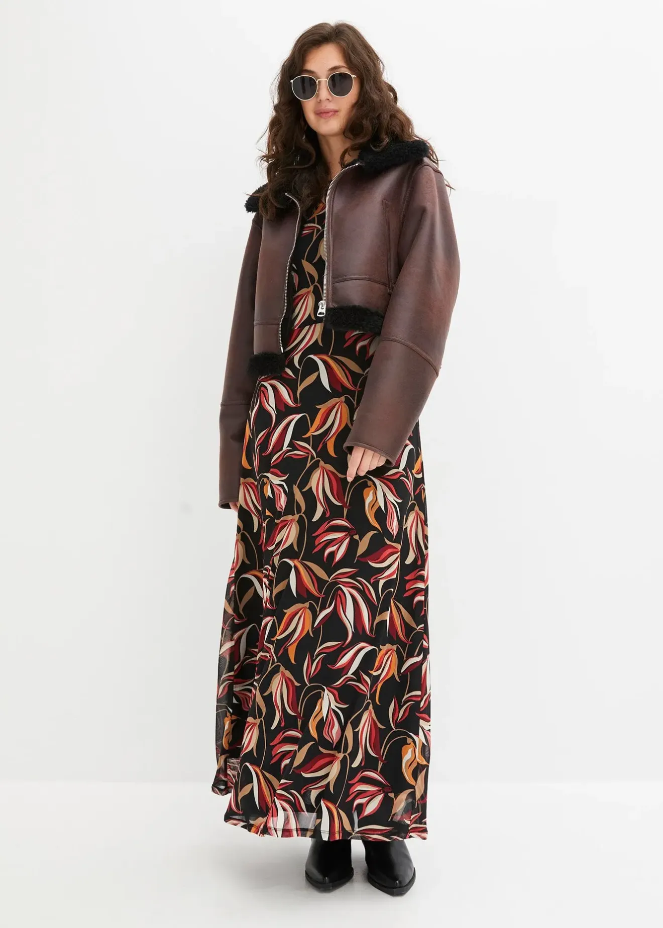 Femme bonprix Vestes & Manteaux|Blouson aviateur effet peau de mouton