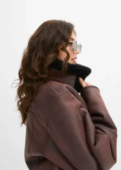 Femme bonprix Vestes & Manteaux|Blouson aviateur effet peau de mouton