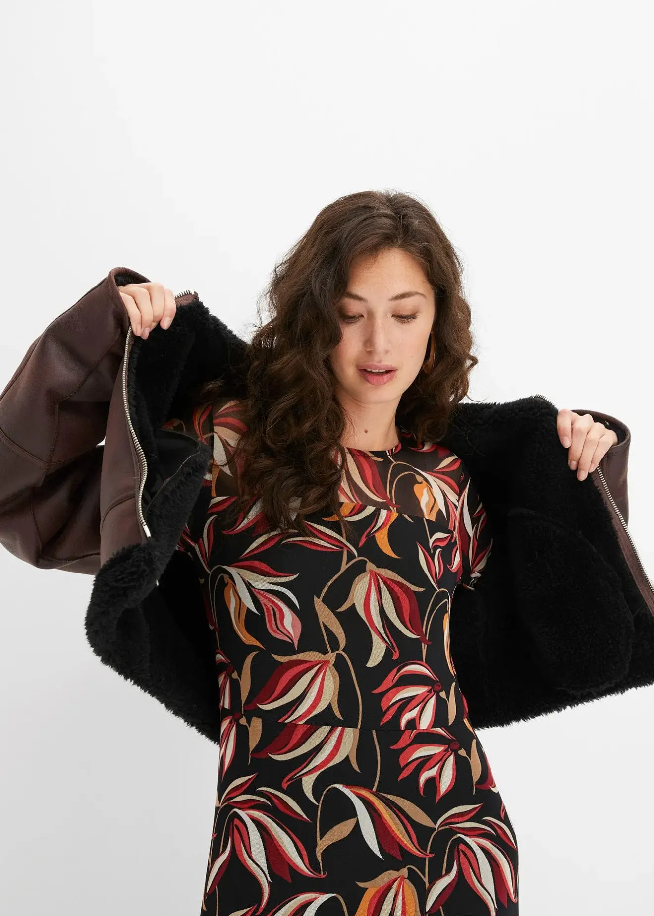 Femme bonprix Vestes & Manteaux|Blouson aviateur effet peau de mouton