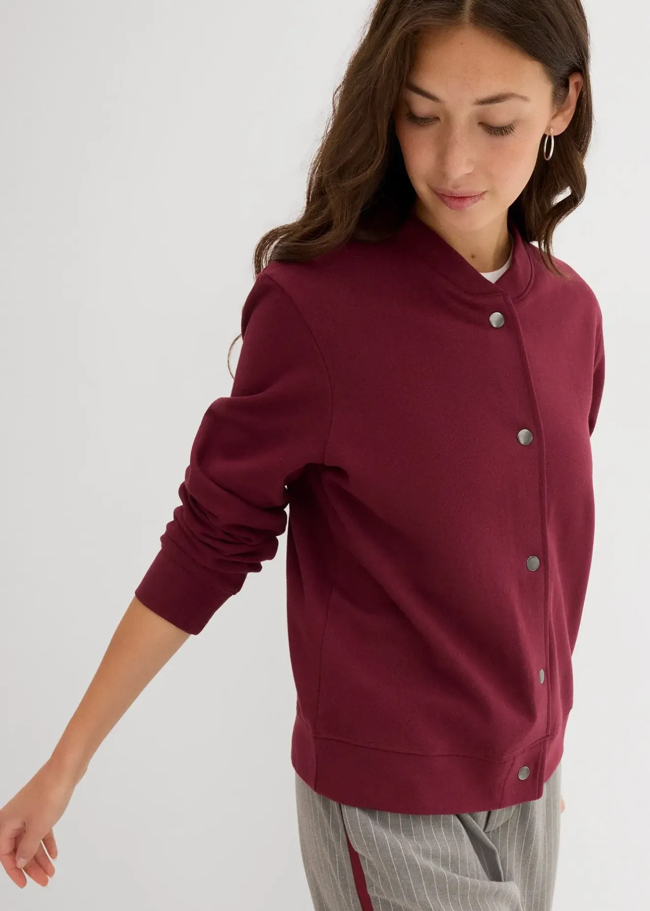 Femme bonprix Sweats|Blouson boutonné en molleton