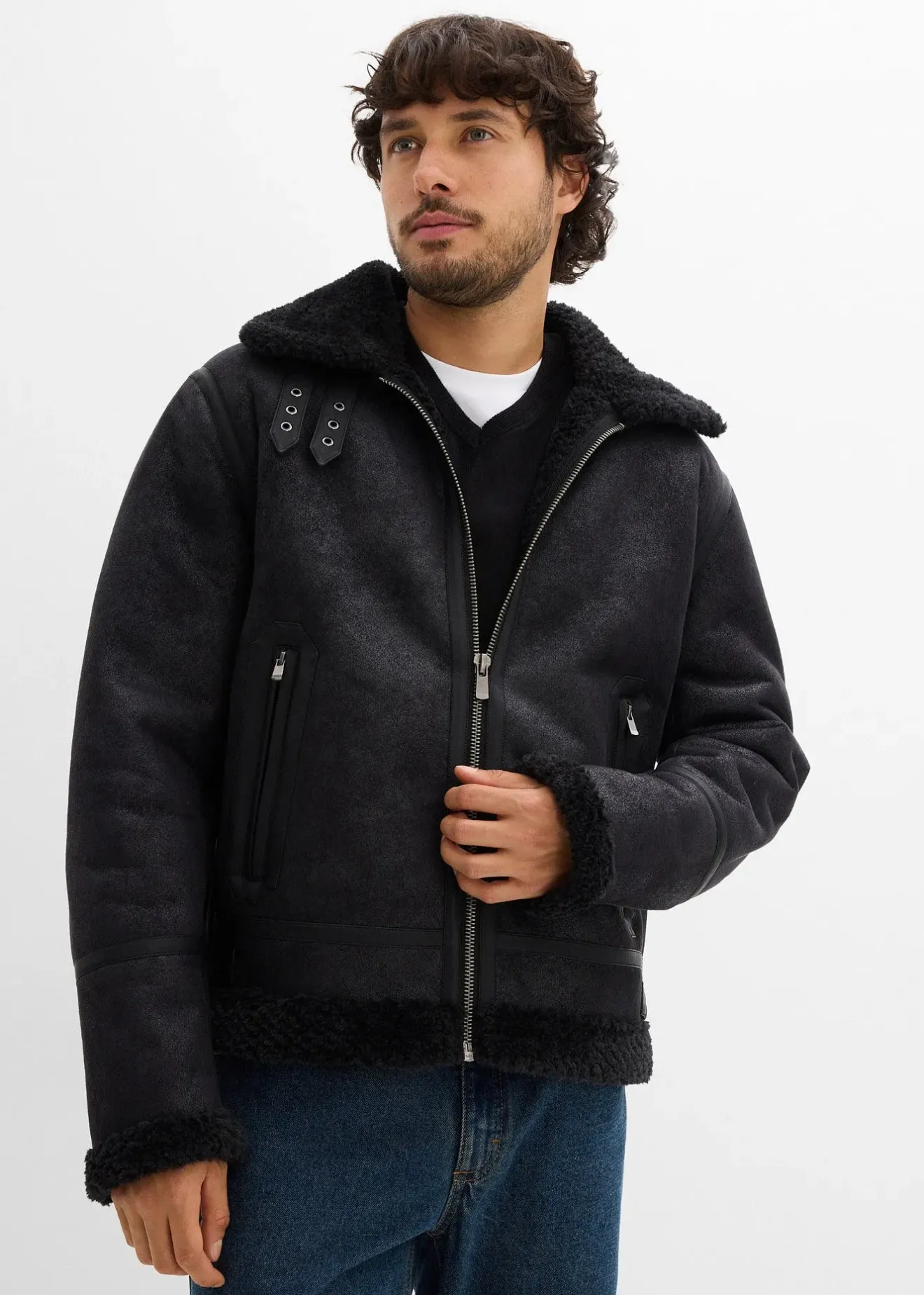 bonprix Blouson enduit doublé sherpa|Homme Vestes