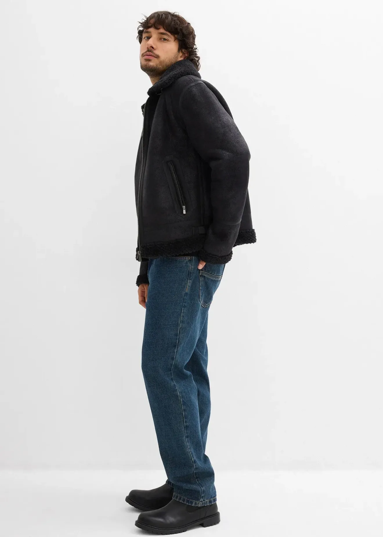 bonprix Blouson enduit doublé sherpa|Homme Vestes