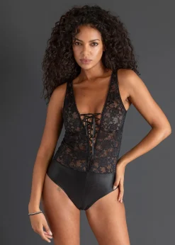 bonprix Body ouvert avec wet look|Femme Lingerie Érotique