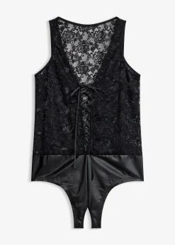 bonprix Body ouvert avec wet look|Femme Lingerie Érotique