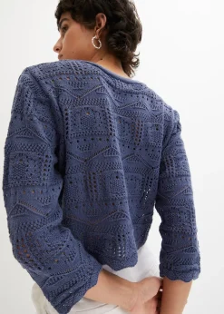 bonprix Boléro ajouré, manches 3/4|Femme Maille|Pulls & Gilets