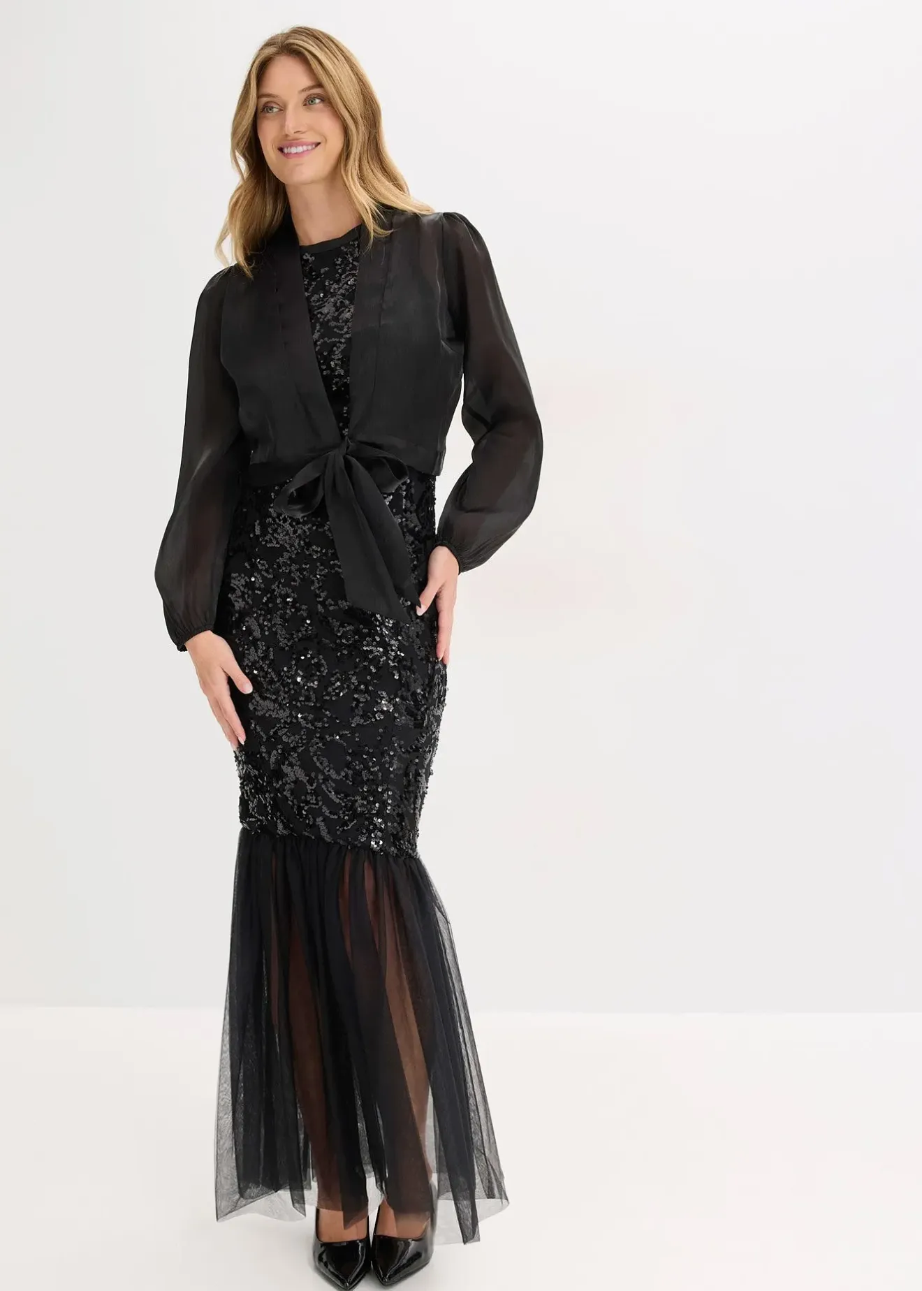 Femme bonprix Mode Festive|Vestes & Manteaux|Boléro en tulle fin avec détail à nouer