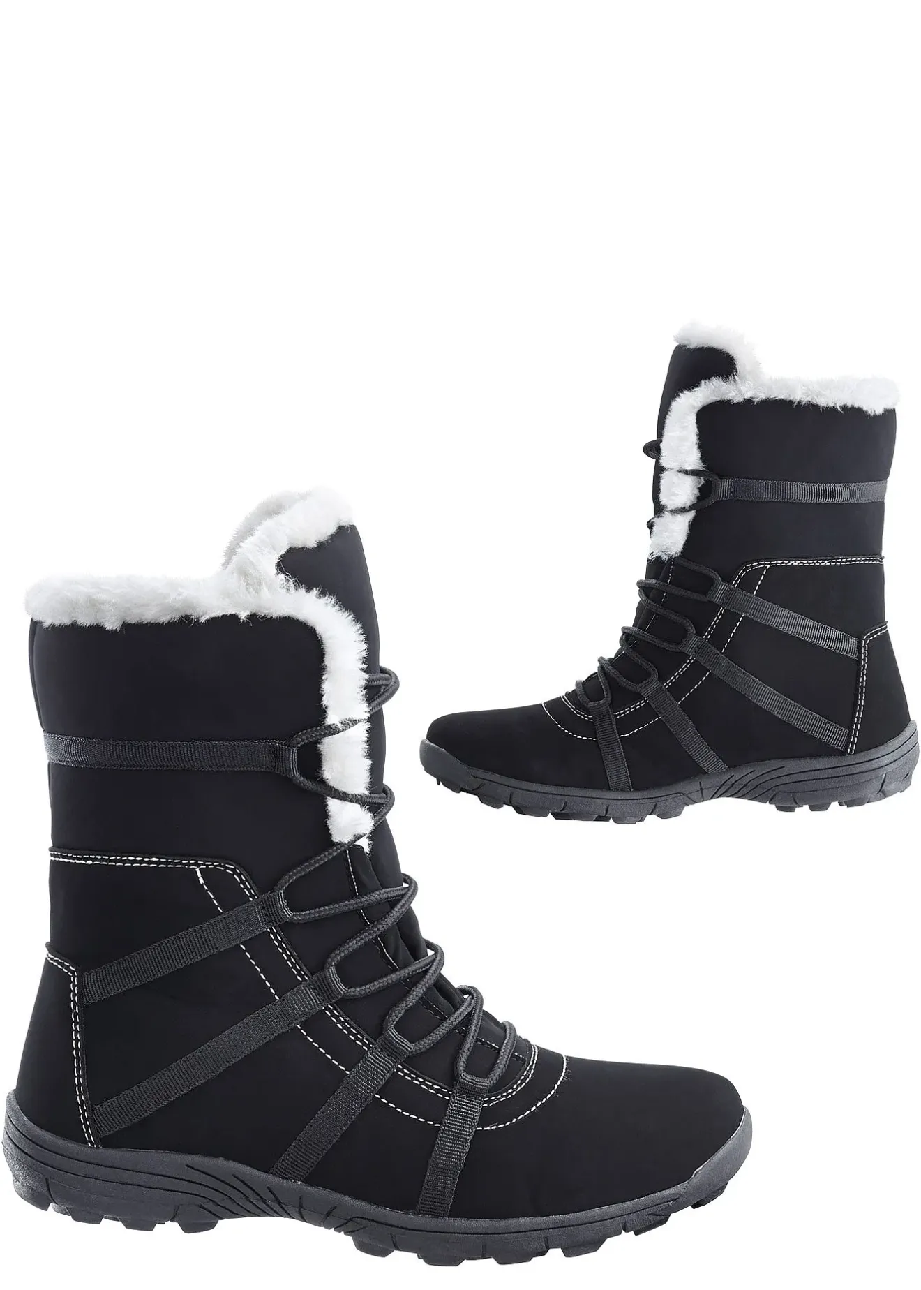 Femme bonprix Chaussures D'Hiver Fourrées|Chaussures Confort|Boots fourrées à lacets