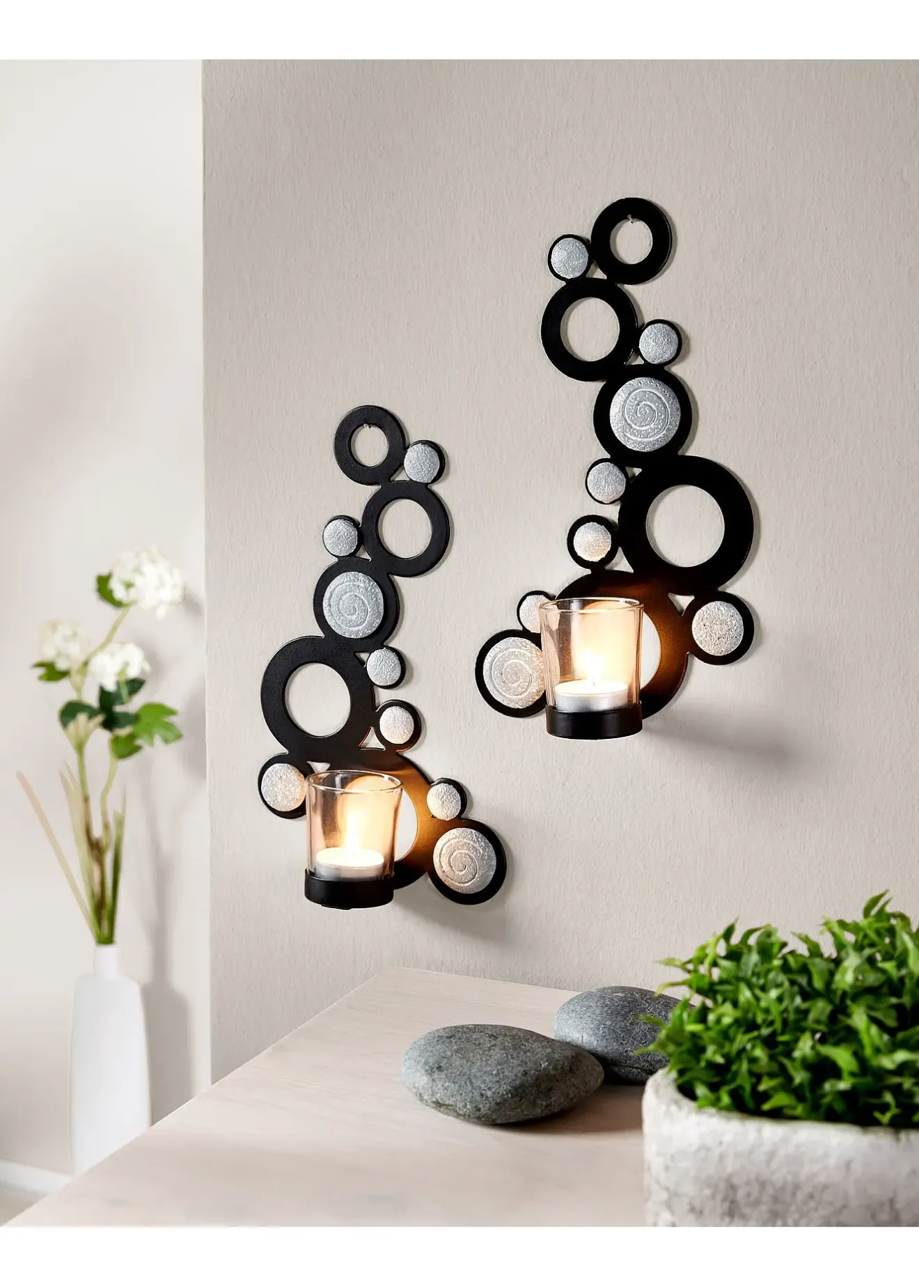 bonprix Bougeoir mural avec galets (Ens. 2 pce.)| Couloir·Décoration|Salon·Décoration