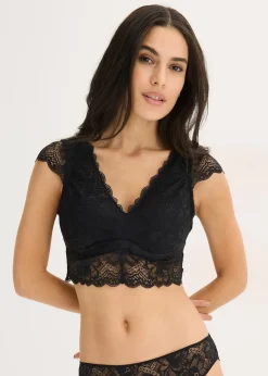 Femme bonprix Dessous|Soutiens-Gorge|Brassière à dentelle florale, sans armatures