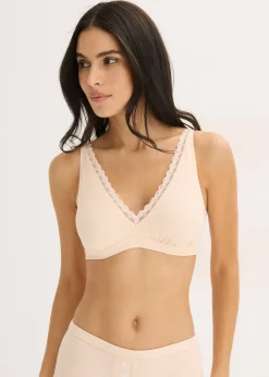 bonprix Brassière côtelée avec coton et dentelle|Femme Lingerie Coton|Soutiens-Gorge