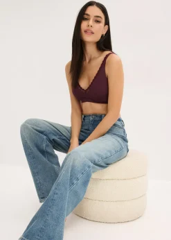 Femme bonprix Lingerie Coton|Soutiens-Gorge|Brassière côtelée avec coton et dentelle