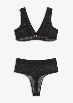 Femme bonprix Lingerie Érotique|Brassière et string taille haute (ens. 2 pces)