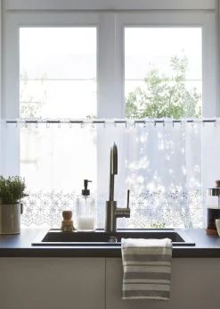 bonprix Brise-bise avec broderies anglaises et polyester recyclé| Vitrages/Brise-Bise