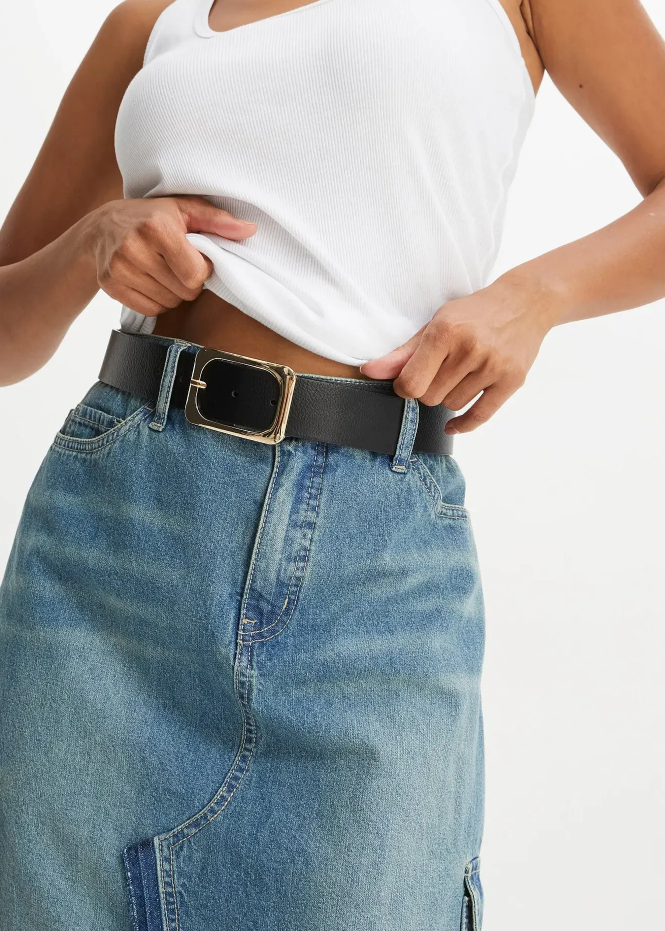 Femme bonprix Ceintures|Ceinture à boucle en métal brillant