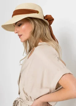 Femme bonprix Bonnets, Chapeaux & Co.|Vêtements De Plage|Chapeau de paille avec ruban