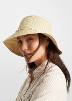 Femme bonprix Bonnets, Chapeaux & Co.|Vêtements De Plage|Chapeau de paille en fibre de papier