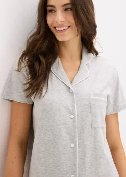 bonprix Chemise de nuit courte 100% coton|Femme Basiques|Lingerie Nuit