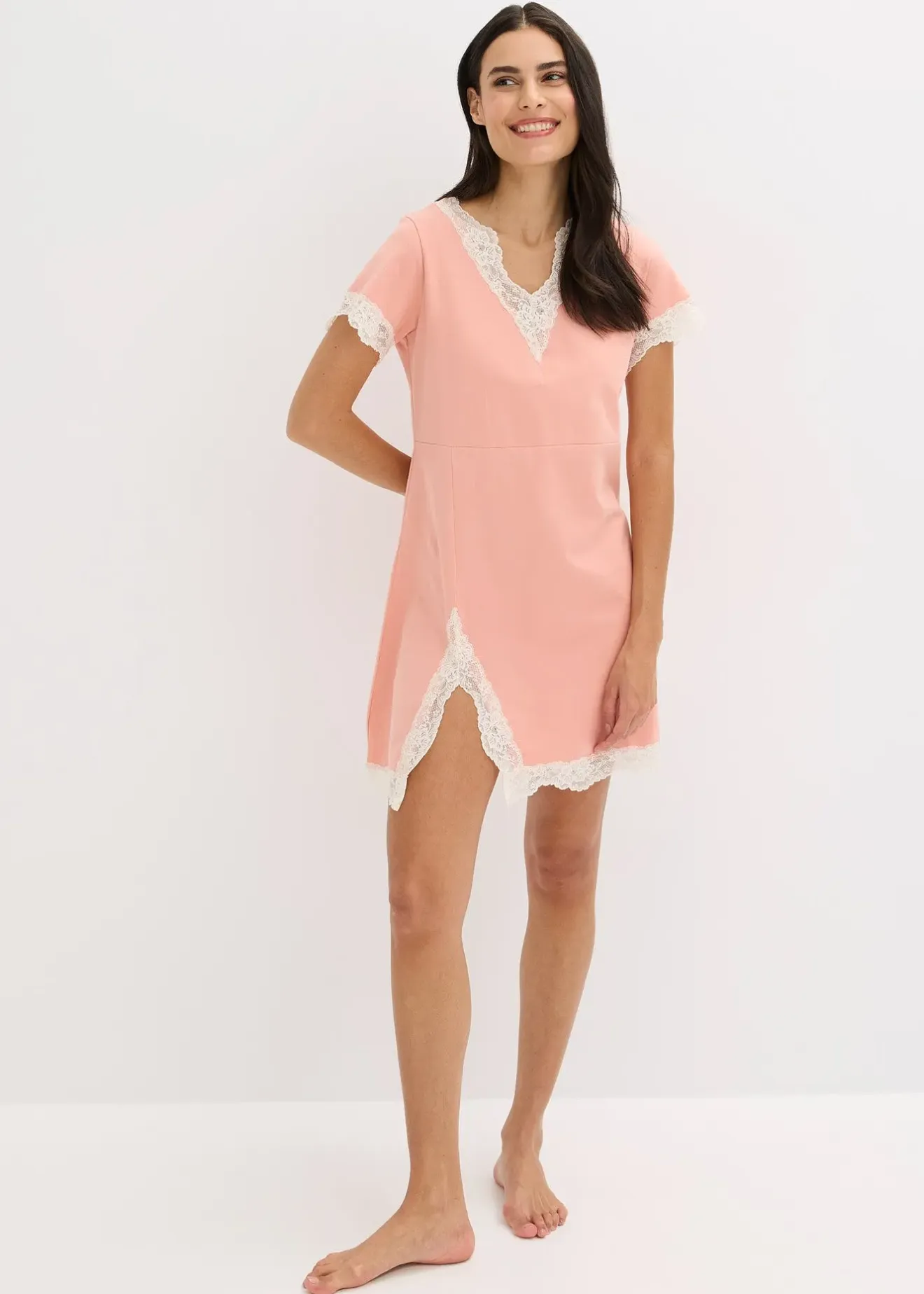 Femme bonprix Lingerie Nuit|Chemise de nuit courte avec dentelle