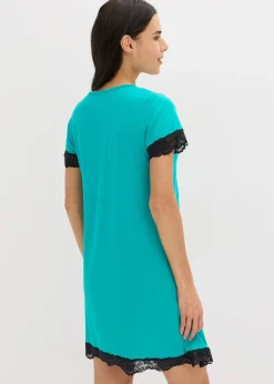bonprix Chemise de nuit courte avec dentelle|Femme Lingerie Nuit
