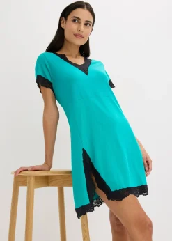 bonprix Chemise de nuit courte avec dentelle|Femme Lingerie Nuit
