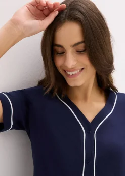 Femme bonprix Basiques|Lingerie Nuit|Chemise de nuit courte et boutonnée 100% coton