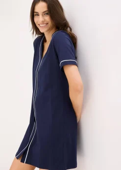 Femme bonprix Basiques|Lingerie Nuit|Chemise de nuit courte et boutonnée 100% coton